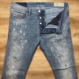 Diesel Jeans Men 32x30 Blue Tepphar Slim Carrot Stretch Thrash Rockstar 084QS